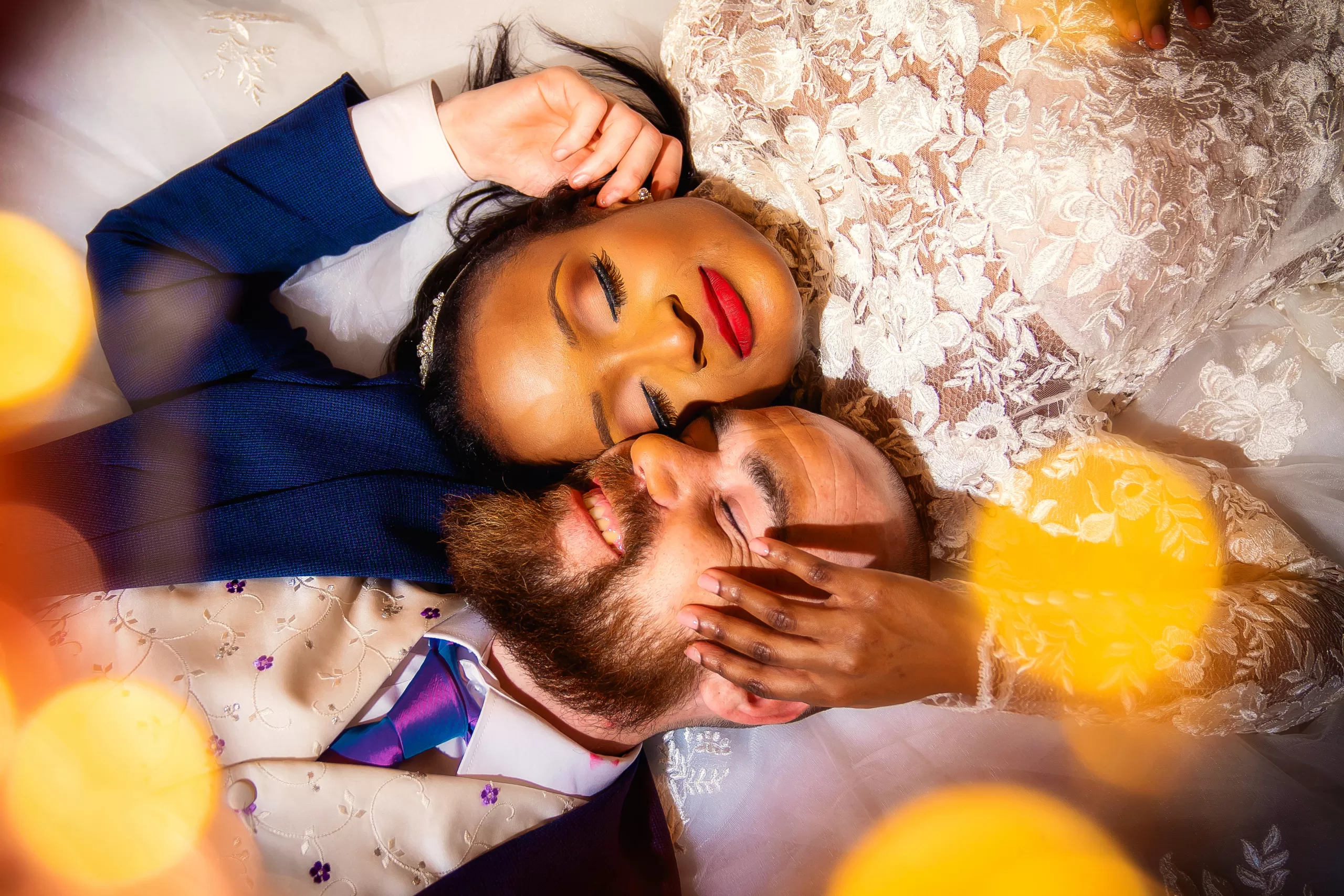 artistic shot of bride and groom by a wedding photographer hertfordshire