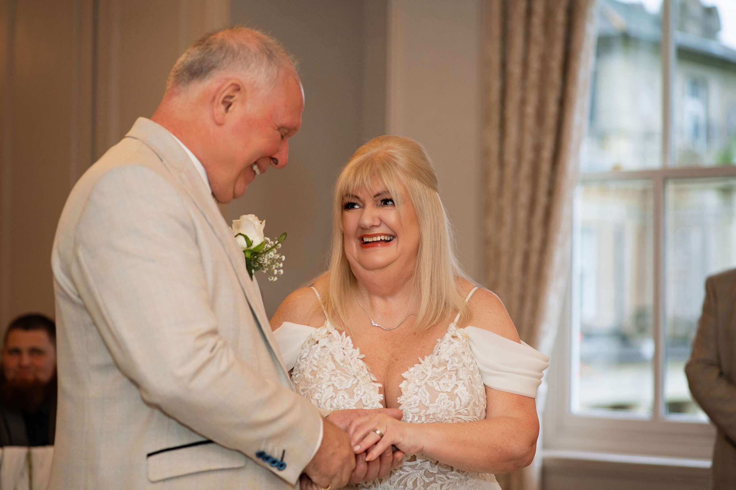 down hall wedding - bride and groom exchange rooms