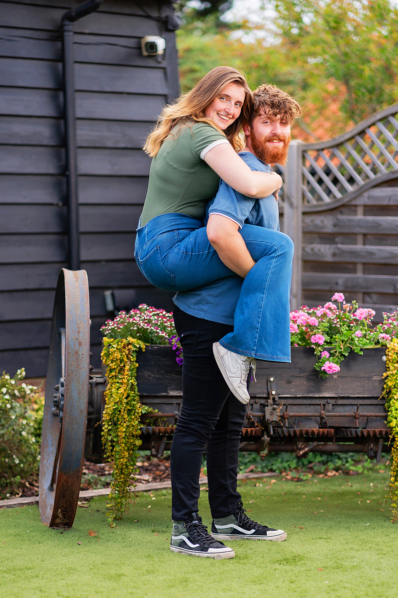couple at an engagement shoot shot by a hertfordshire wedding photographer