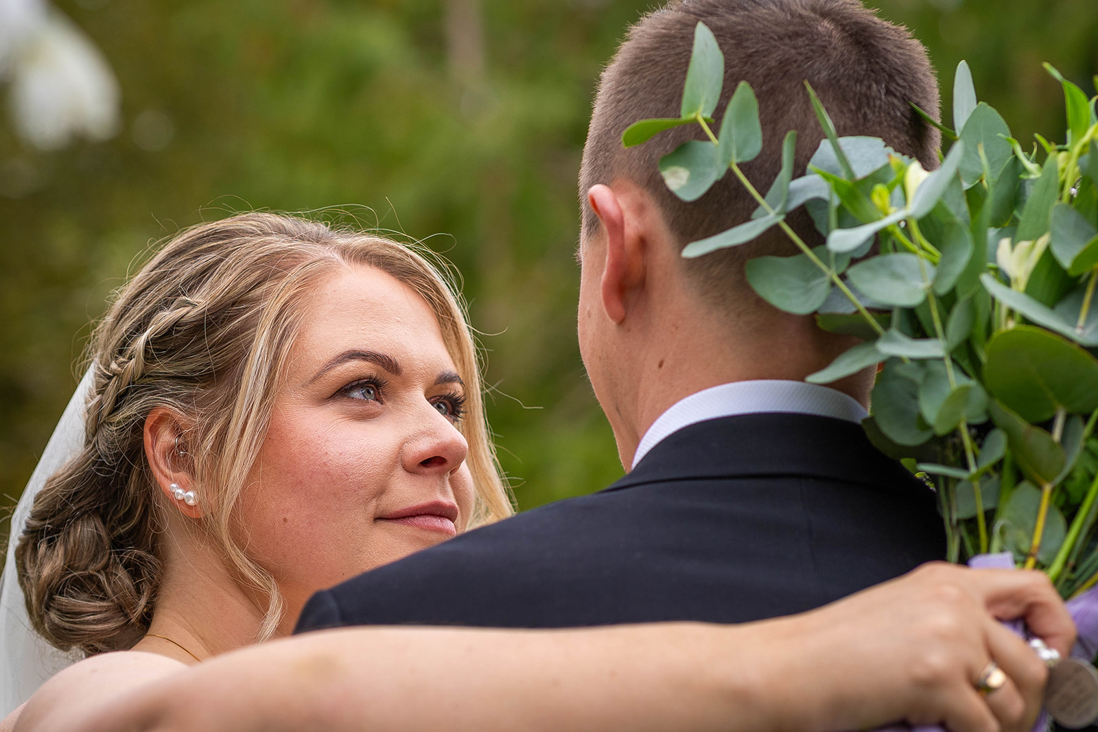first look - break tradition. bride and groom take their first look