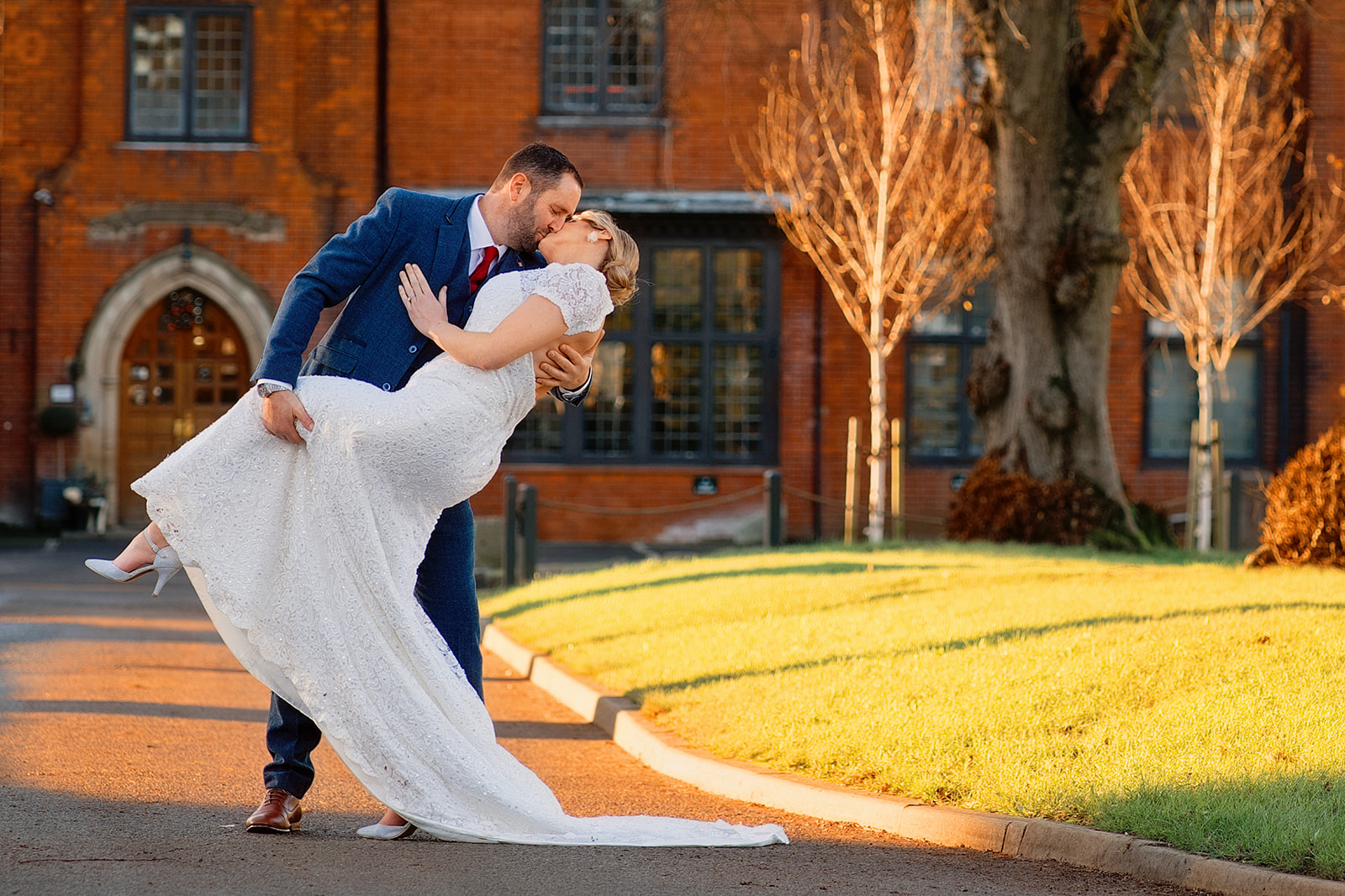 first look and kiss from the bride and groom