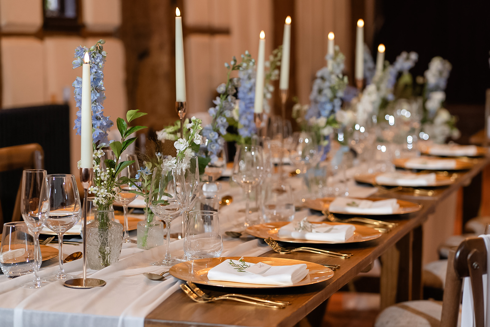 table laid for wedding food
