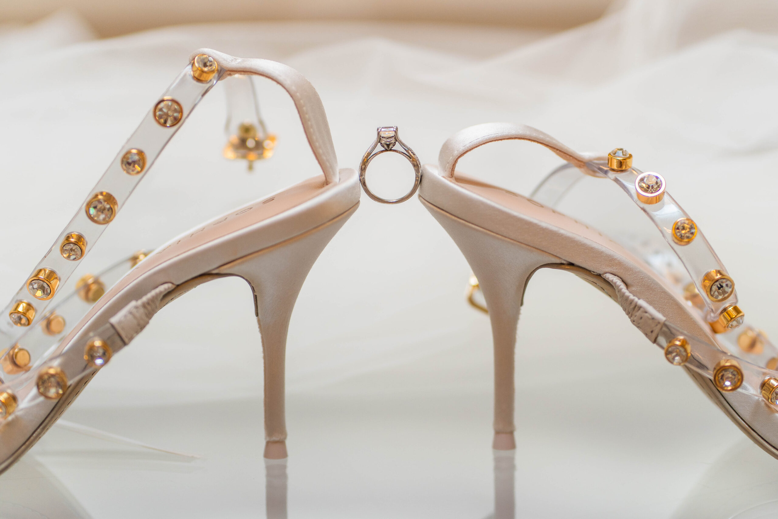 wedding shoes with engagement ring