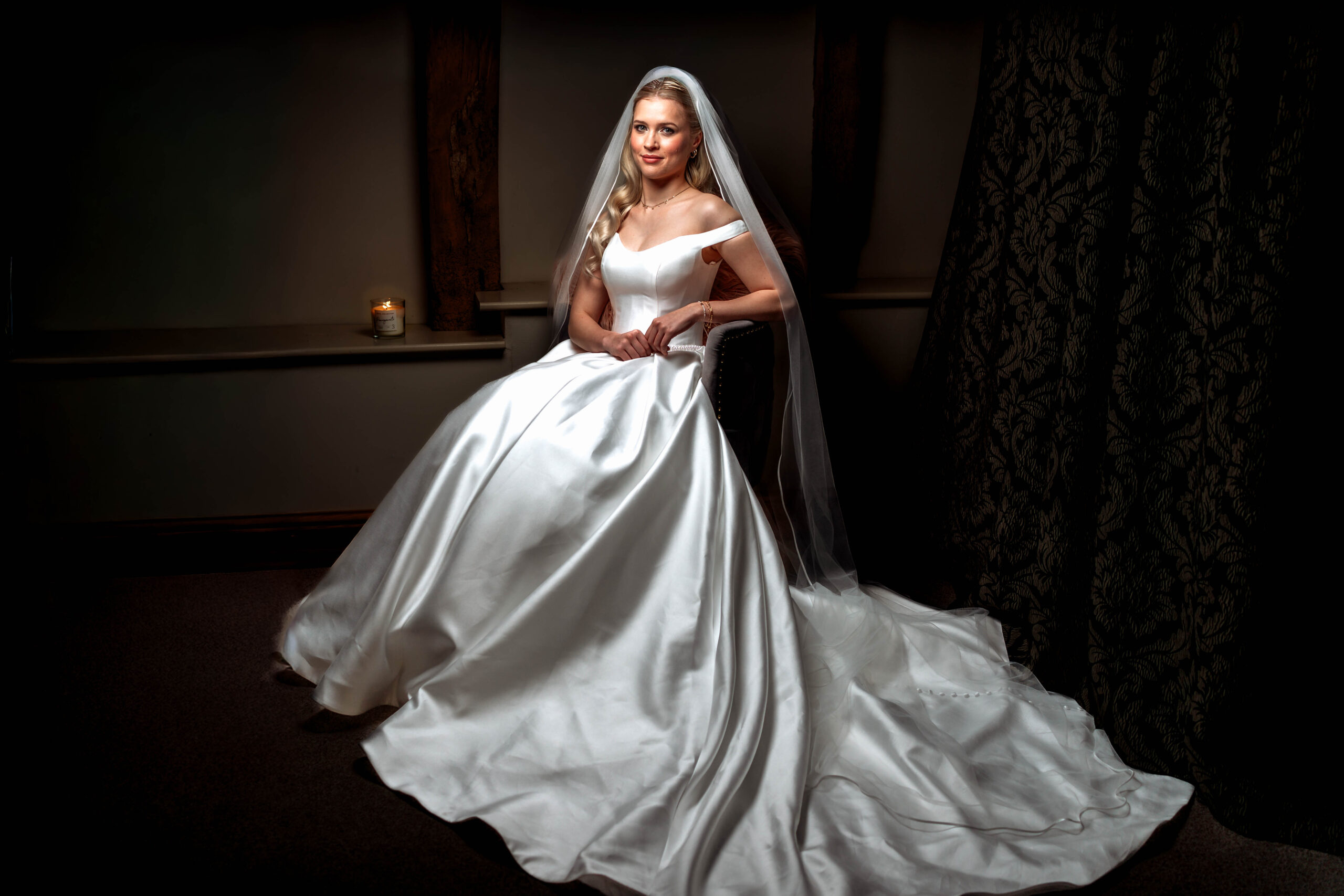 hertfordshire wedding photoshoot - bride in low light