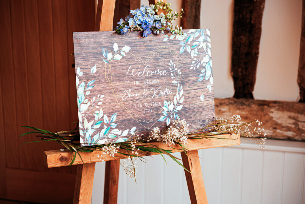 wedding details - bride and groom entrance sign