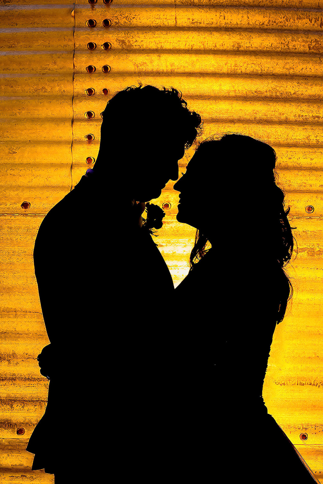the barns at lodge fram - bride and groom in silhouette