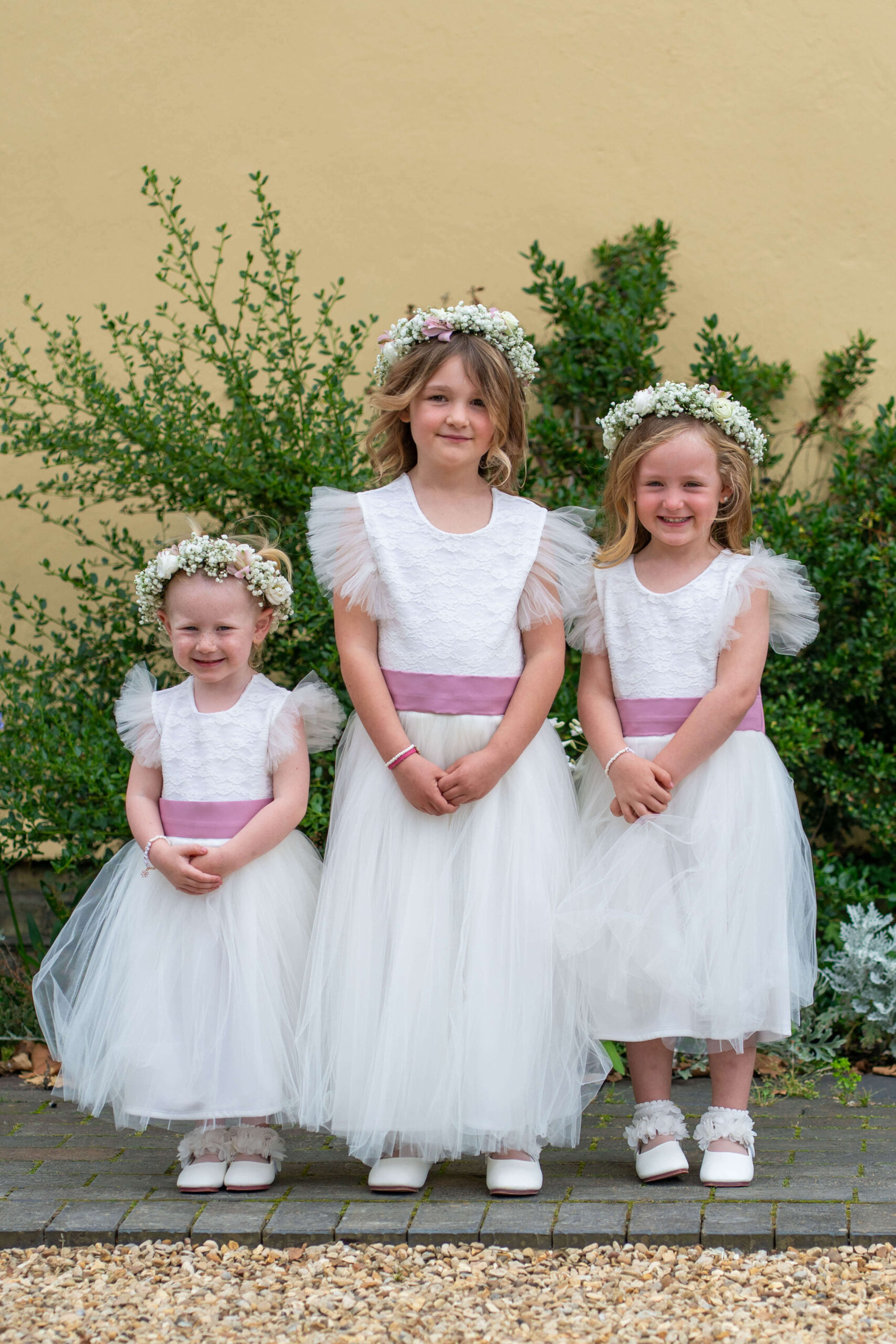 south farm - three flower girls in their dresses