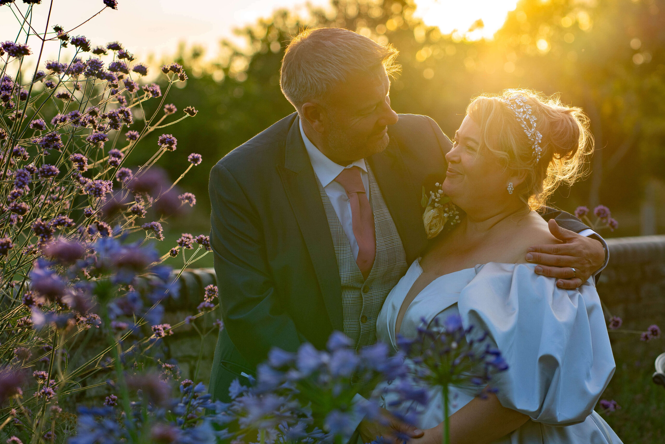 south farm wedding - couples shot at sunset