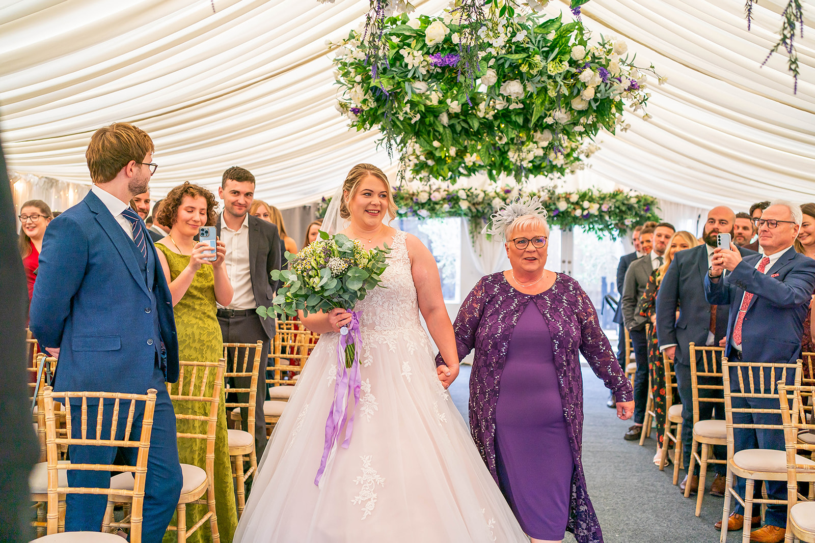 the waterside - mother and daughter walk down the aisle