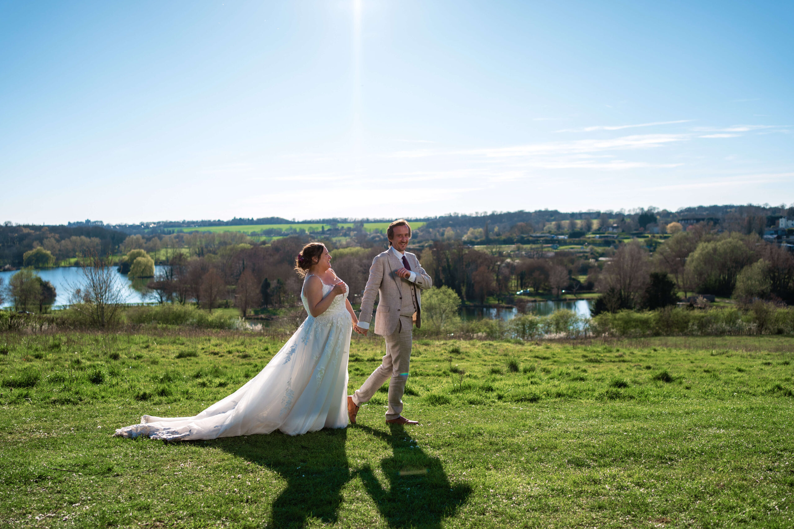 mature couple walking in the hertfordshire countryside